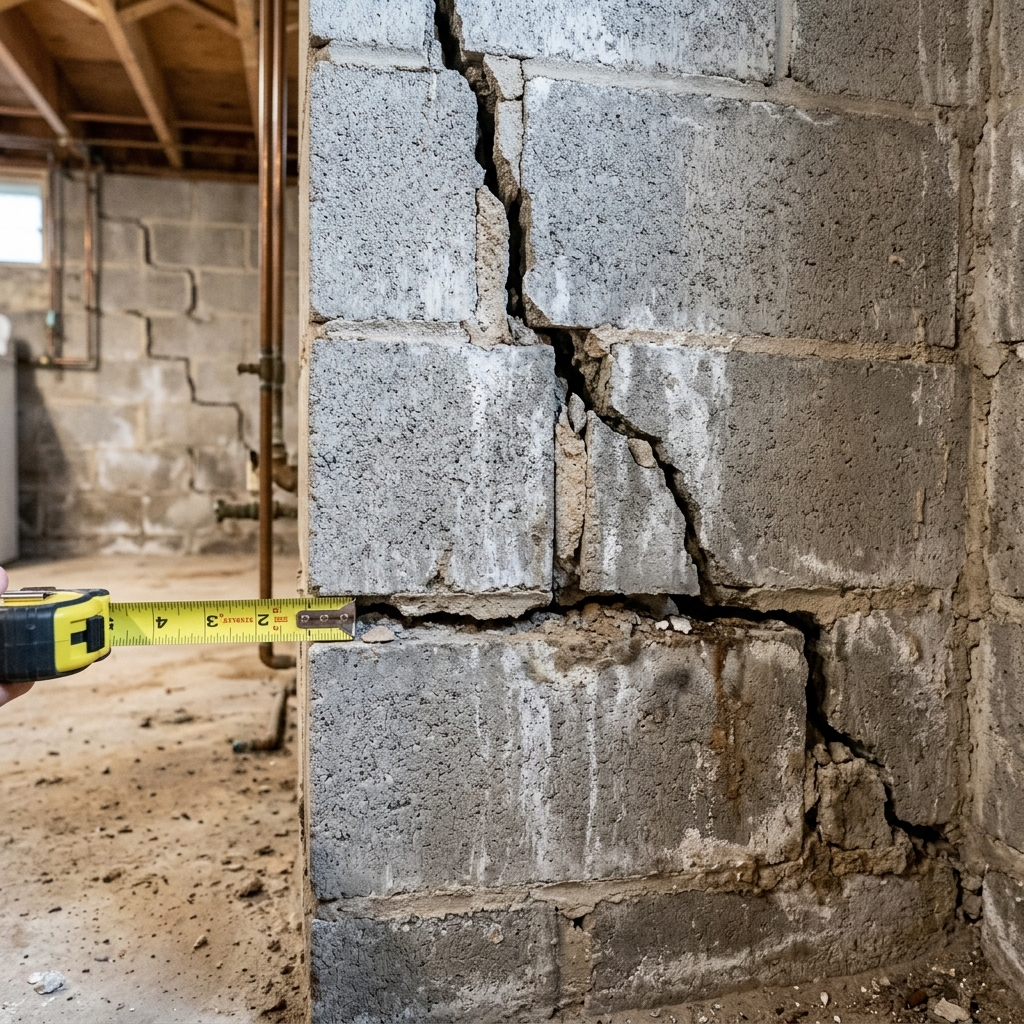 Foundation wall cracks diagnostic photo