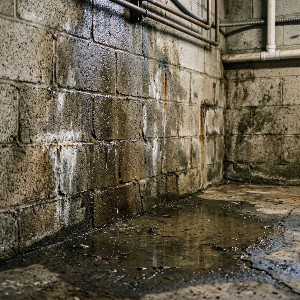 Basement water intrusion symptom photo